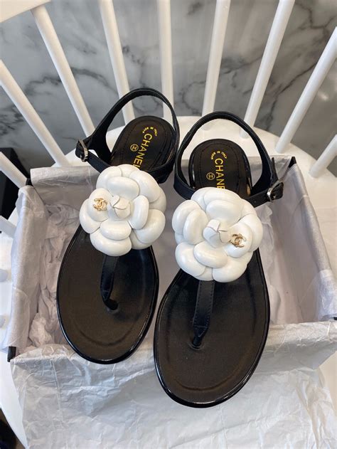 chanel camellia leather sandals|sz 10 chanel camellia sandals.